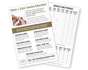 Jewelry care education cards