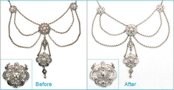 Cleaning vintage jewelry before and after