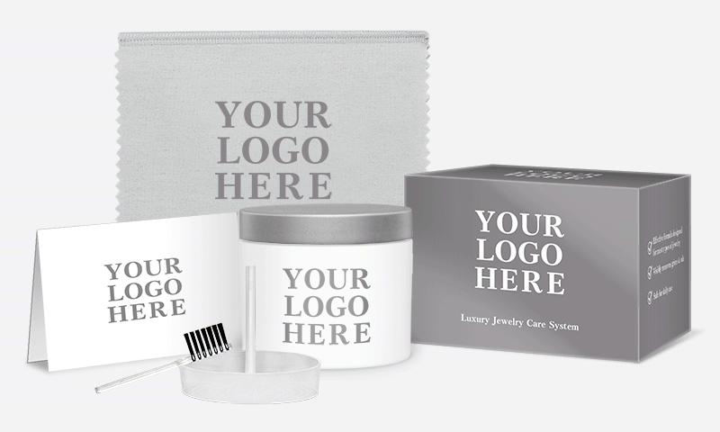 Customization option examples for fine jewelry care kits