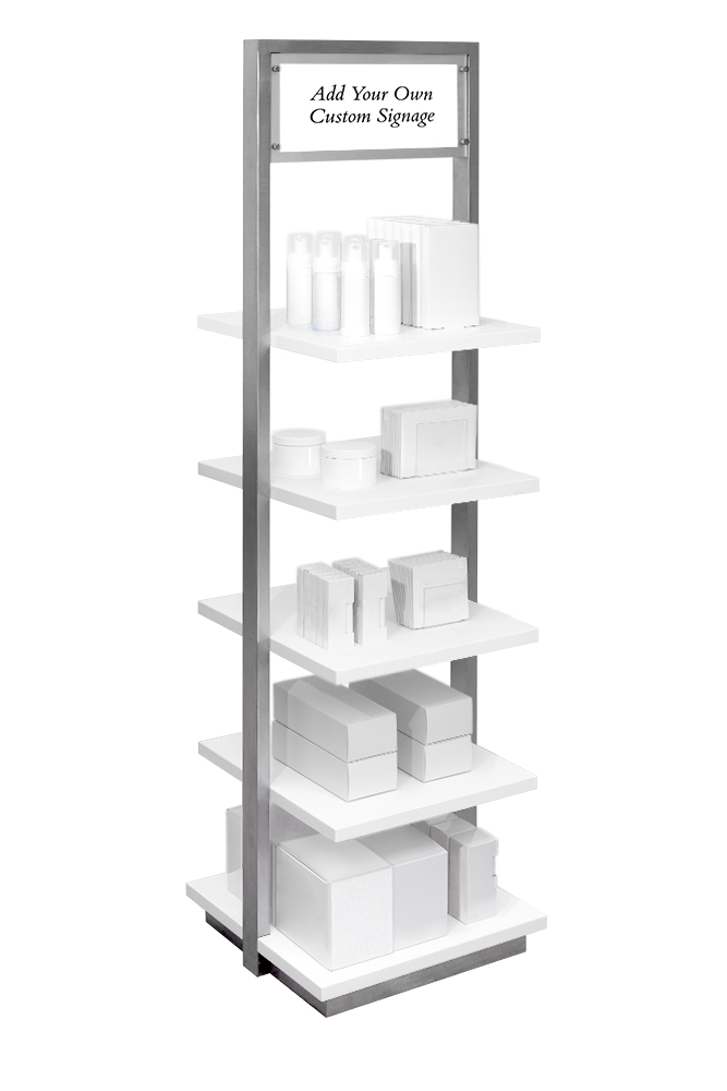 Sleek retail display fixture with jewelry cleaner products for retailers to customize