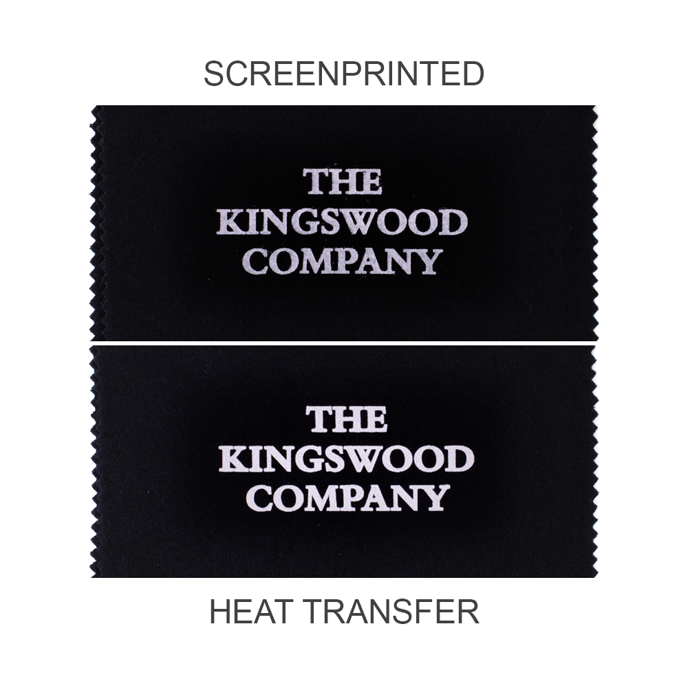The Kingswood Company polishing cloths with screenprinted and heat transfer options